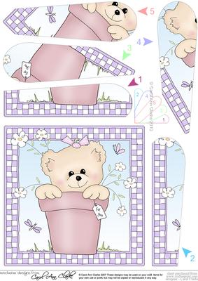 Plantpot Ted Quick Card with Fan Pyramage Topper