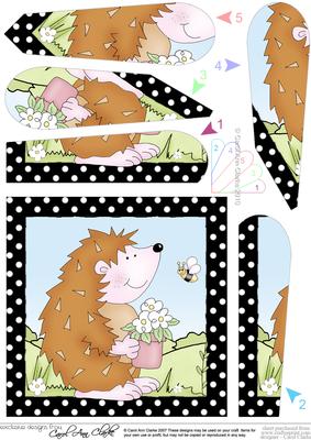 Cute Hedgehog Quick Card with Fan Pyramage Topper