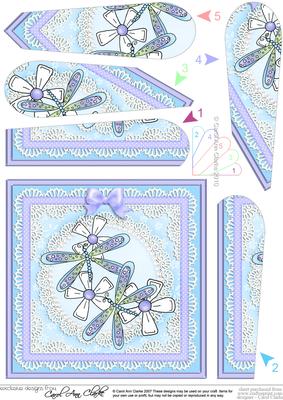 Dreamy Dragonflies Quick Card with Fan Pyramage Topper