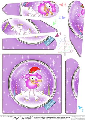 Cute Xmas Poodle Quick Card with Fan Pyramage Topper