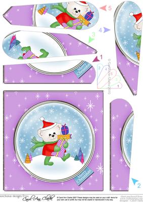 Cute Xmas Ted Quick Card with Fan Pyramage Topper