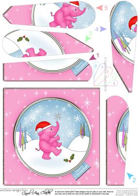 Cute Xmas Elephant Quick Card with Fan Pyramage Topper