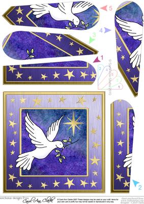 Xmas Dove Quick Card with Fan Pyramage Topper