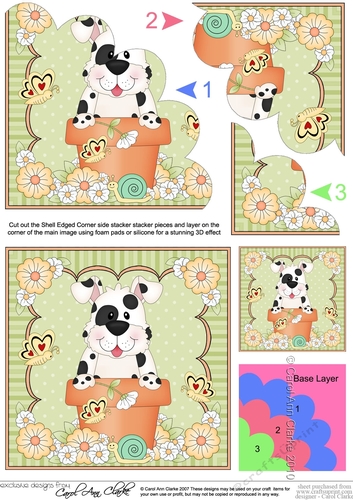 Flower Pot Friends Little Spotty Dog Shell Edged Corner Side Stacker