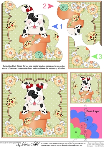 Flower Pot Friends Little Spotty Dog Shell Edged Corner Side Stacker