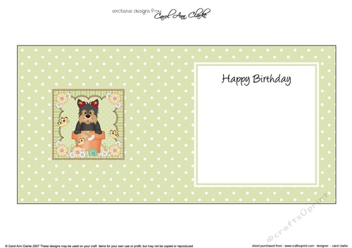 Flower Pot Friends Little Yorkie Dog square landscape insert