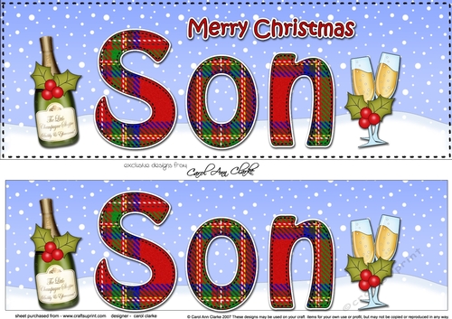 Large DL Merry Christmas SON 3D decoupage with Champagne