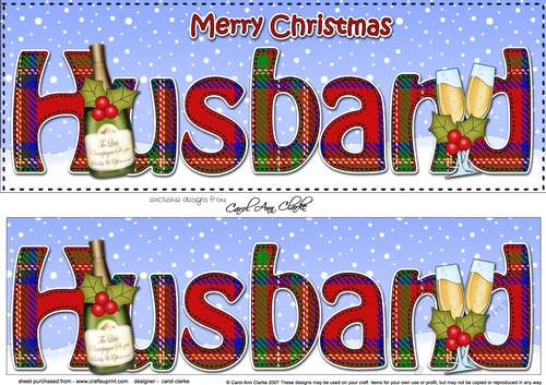 Large DL Merry Christmas HUSBAND 3D decoupage with Champagne