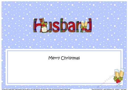 Large DL Merry Christmas HUSBAND insert with Champagne