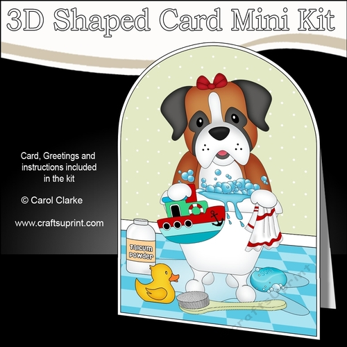 3D Shaped Card Kit - Bathtub Buddies - Little Boxer Dog