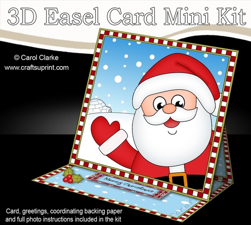3D Easel Card Mini Kit - Christmas Santa is at the North Pole