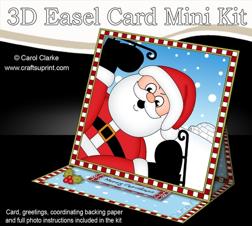 3D Easel Card Mini Kit - Oops Christmas Santa is Ice Skating!