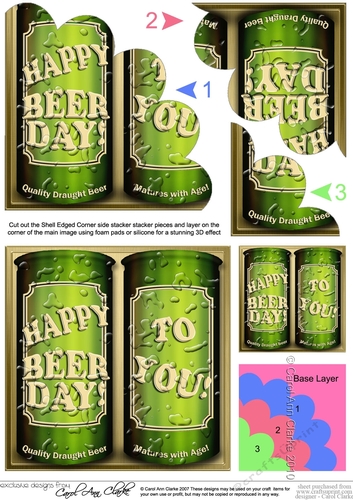 Happy Beerday Cans of Beer Shell Edged Corner Side Stacker