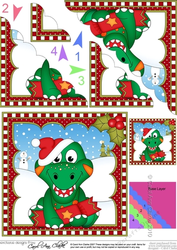 Christmas Dinosaur Scalloped Corner Stacker