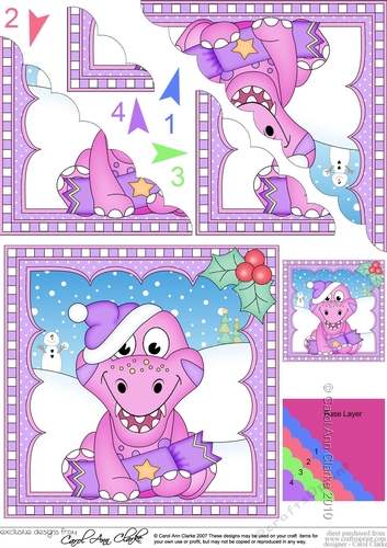 Christmas Dinosaur Scalloped Corner Stacker