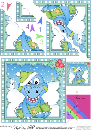 Christmas Dinosaur Scalloped Corner Stacker