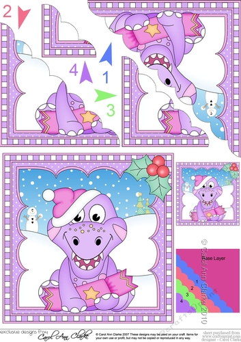 Christmas Dinosaur Scalloped Corner Stacker