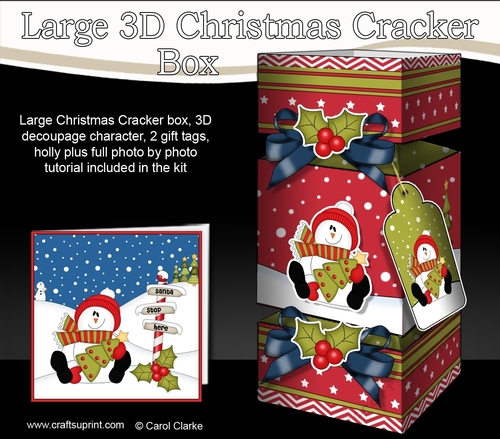 3D Large Christmas Cracker Box Mini Kit -  Snowman Rio has an Xmas Tree