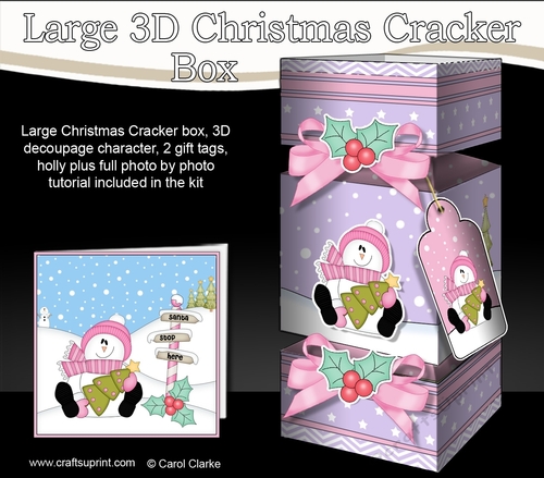 3D Large Christmas Cracker Box Mini Kit -  Snowman Rio has an Xmas Tree