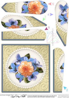 Flowers and Pearls Quick Card with Fan Pyramage Topper