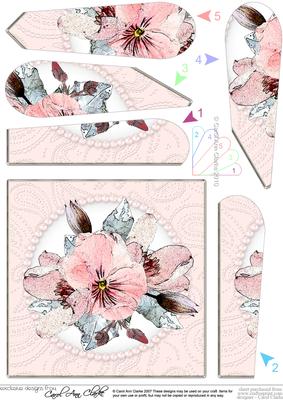 Posy and Pearls Quick Card with Fan Pyramage Topper