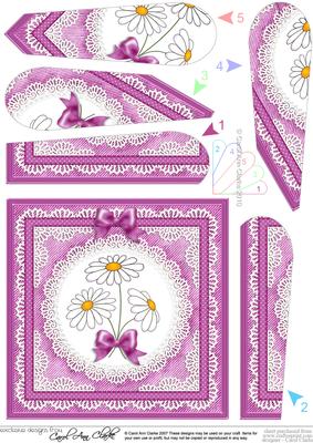 Denim and Daisies Quick Card with Fan Pyramage Topper