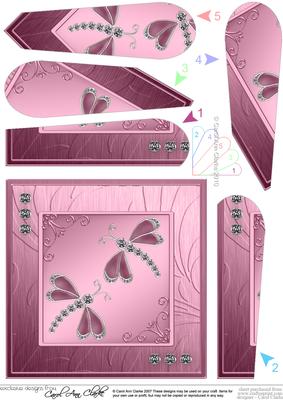 Diamonte Dragonflies Quick Card with Fan Pyramage Topper