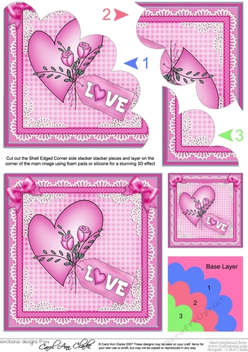 Adorable Hearts - Love Heart - Shell Edged Corner Side Stacker