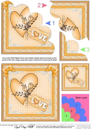 Adorable Hearts - Love Heart - Shell Edged Corner Side Stacker