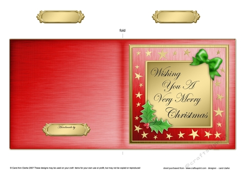 Wishing You a Very Merry Christmas - Elegant Christmas Greeting Quick Cut and Fold Card