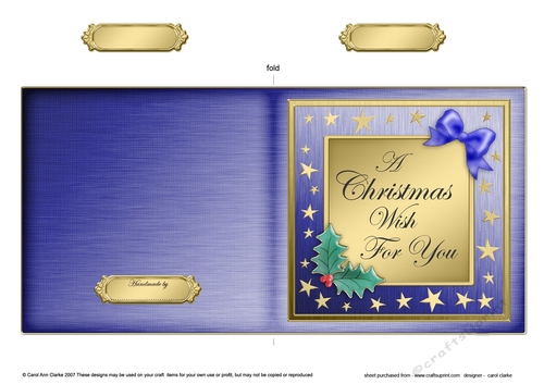 A Christmas Wish for You - Elegant Christmas Greeting Quick Cut and Fold Card