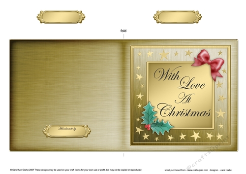 With Love at Christmas  - Elegant Christmas Greeting Quick Cut and Fold Card