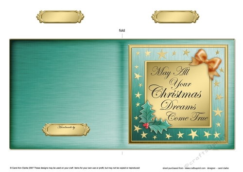 May all your Christmas Dreams come True  - Elegant Christmas Greeting Quick Cut and Fold Card