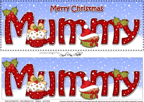 Large DL Merry Christmas MUMMY 3D decoupage with Cupcakes