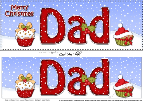Large DL Merry Christmas DAD 3D decoupage with Cupcakes