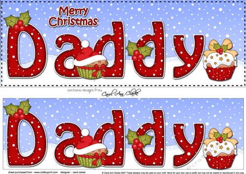 Large DL Merry Christmas DADDY 3D decoupage with Cupcakes