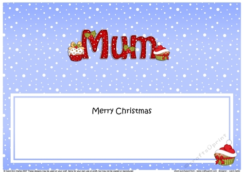 Large DL Merry Christmas MUM insert with Cupcakes