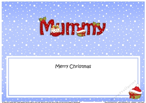 Large DL Merry Christmas MUMMY insert with Cupcakes