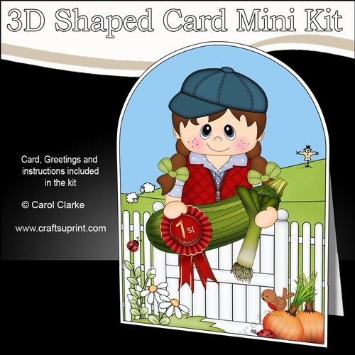 3D Shaped Card  Kit - In the Garden - Village Show Vegetable 1st Prize Young Girl