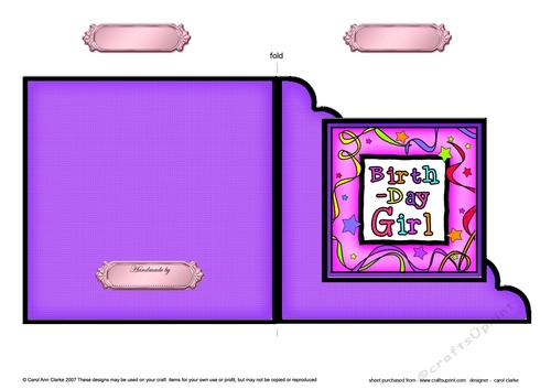 Birthday Girl  - Cut and Fold Corner Card  