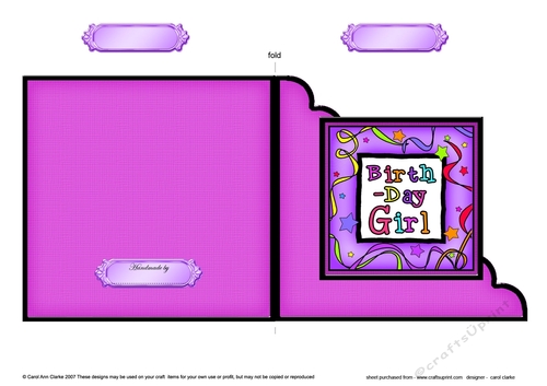 Birthday Girl  - Cut and Fold Corner Card  