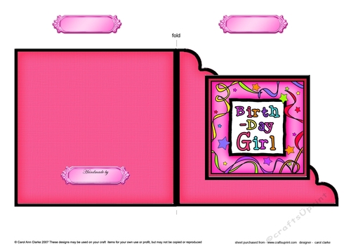 Birthday Girl  - Cut and Fold Corner Card  