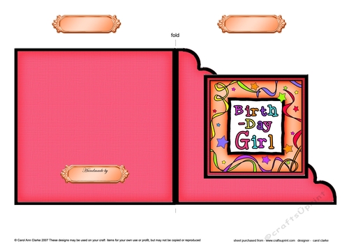 Birthday Girl  - Cut and Fold Corner Card  