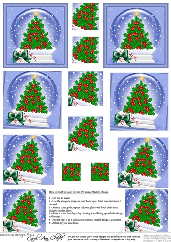 Christmas Holly Tree Snowglobe Twisted Pyramage sheet