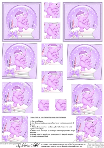 Cute Christmas Elephant Snowglobe Twisted Pyramage sheet