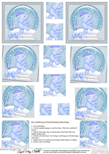 Cute Christmas Elephant Snowglobe Twisted Pyramage sheet