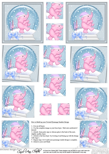Cute Christmas Elephant Snowglobe Twisted Pyramage sheet