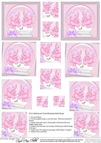 Cute Christmas Elephants Snowglobe Twisted Pyramage sheet