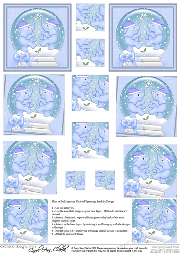 Cute Christmas Elephants Snowglobe Twisted Pyramage sheet