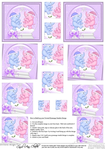 Cute Christmas Elephants Snowglobe Twisted Pyramage sheet